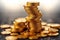 Business prosperity Gold coins in a 3D heap, isolated presentation