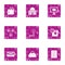 Business purchase icons set, grunge style