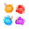 Business Refer friend icon set. Referral program sticker, salesperson megaphone marketing or refer friends shopping label