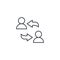 Business refresh, social network sharing, switch staff, change management, thin line icon. Linear vector symbol