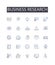 Business research line icons collection. Market analysis, Economic study, Financial research, Environmental scanning