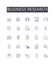 Business research line icons collection. Market analysis, Economic study, Financial research, Environmental scanning