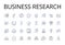 Business research line icons collection. Market analysis, Economic study, Financial research, Environmental scanning