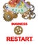 Business restart start financial support help aid euro banknotes gears - 3d rendering