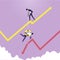 Business risk management concept, Finance decrease and crisis graph