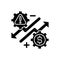 Business risks black glyph icon