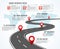 Business road map. Strategy timeline with milestones, way to success. Workflow, planning route infographic