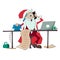 Business Santa Claus takes orders for New Year\\\'s gifts and greetings.