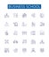 Business school line icons signs set. Design collection of Business, School, MBA, Finance, Marketing, Management
