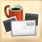Business set envelope stamp and coffee cup.