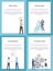 Business Set of Posters with Successful People