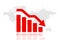 Business share market downfall red arrow background