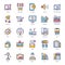 Business and Shopping flat Outline Icons