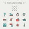 Business shopping thin line icon set