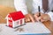 Business Signing a Contract Buy - sell house, Home for rent concept, broker agent presenting and consult detail to customer to