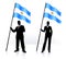 Business silhouettes with waving flag of Argentina