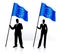 Business silhouettes with waving flag of European Union