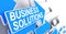 Business Solutions - Label on the Blue Cursor. 3D.