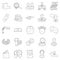 Business sphere icons set, outline style