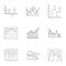 Business stand icons set, outline style