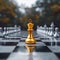 Business standout Golden chess pawn rises above the crowd of silver
