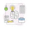 Business and Start-up Development with Brain and Light Bulb Vector Line Composition