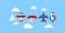 Business start up spaceship rocket, paper plane, airplane and clouds vector cartoon icons.