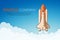 Business startup concept. Rocket or space shuttle launch.