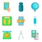 Business statistic icons set, cartoon style