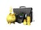 Business statistics calculator briefcase money piggy bank 3d rendering on white background no shadow