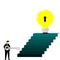 Business step. Business stair and  Lightbulb with key hole. Key to success. Workers, Employees Having Solution to Problem.