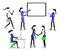 Business Stick Figure Girls Working in the Office