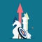 Business strategy. Chess knight and target. growth arrows. vector illustration