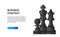 Business strategy concept. tactical plan for success. illustration of chess, pawn, king, queen black