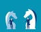 Business strategy and planning. Business chess horse vector illustration