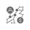 Business strategy, success way, algorithm, instruction grey icon.