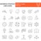 Business strategy thin line icon set, finance symbols collection, vector sketches, logo illustrations, strategy icons
