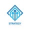 Business strategy vector logo template concept illustration. Three arrows creative sign. Progress development icon symbol.