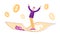 Business Success, Financial Freedom Concept. Cheerful Businessman Rejoice Flying Forward on Money Carpet