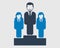 Business success icon. Male and female symbol standing on podium. Flat style vector eps