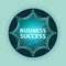 Business Success magical glassy sunburst blue button sky blue background