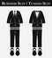 Business suit and Tuxedo suit ( vintage style , flat design )