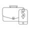 business suitcase cellphone money