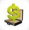 Business suitcase - finance concept - Dollar sign businessman briefcase