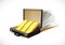 Business suitcase full of gold - briefcase concept