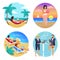 Business Summer Seaside Set Vector Illustration