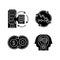 Business synergy black glyph icons set on white space