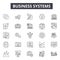 Business systems line icons for web and mobile design. Editable stroke signs. Business systems outline concept