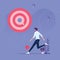 Business target concept-Businessman kick a pieces of big target to success