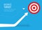 Business target design concept. Red dartboard center goal. strategy achievement and business success flat design. archery dart